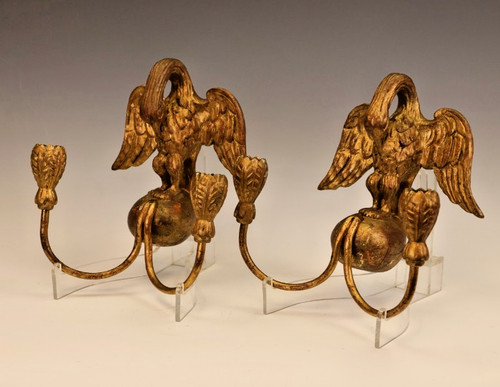 Gilded pelican wall sconces - gilded,