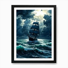 Sailing Ship In Stormy Sea 1