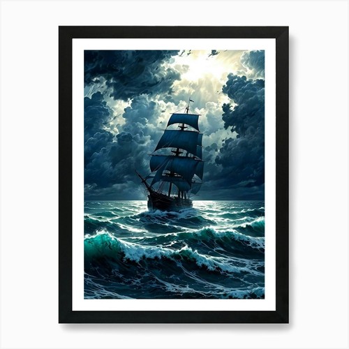Sailing ship stormy sea 1 - in,