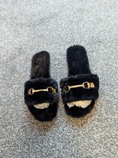 Black Fluffy Sliders/Slippers
