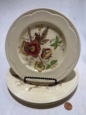 (3) Vintage Clarice Cliff Newport Pottery Floral Art Deco Plates Burslem England