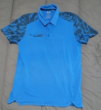 Oakley Hydrolix Golf Polo Shirt Mens M Medium tailored fit top blue