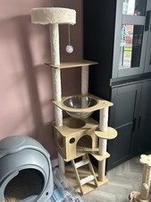 Cat Tree with Spiral Stairs,Scratching Post Sturdy Wooden,Cat Climbing Tower.