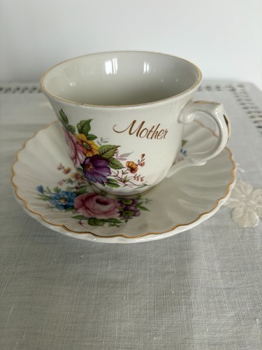 Tea cup saucer mother floral - &,