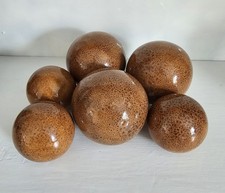 6 BROWN SPECKLED CERAMIC