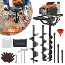 72CC Petrol Post Hole Borer Fence Earth Auger Digger + 3x Drill Bits + Extension
