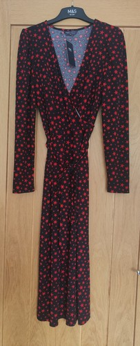 Star print faux wrap - faux, midi