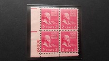 #806 2c John Adams Plate Block