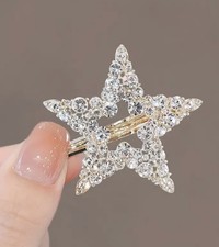 Ladies Gold Diamante Star Hair Clip