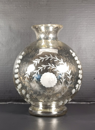 Etched mercury glass flower - etched,