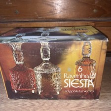 Vintage 1970s 6 Ravenhead Siesta Bark 7cl Glasses - 10cm tall + original box