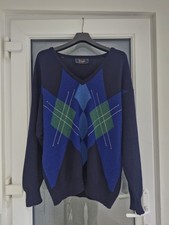 Pringle of Scoand Men's Argyle Wool V-Neck Golf Jumper Sweater - Size XXL