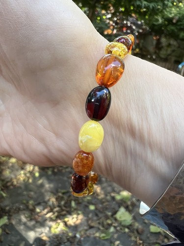 Amber beads mixed - amber, colour