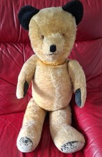 Vintage Straw Filled Sooty Type Bear 34 Inches Tall Growler Mohair Jointed