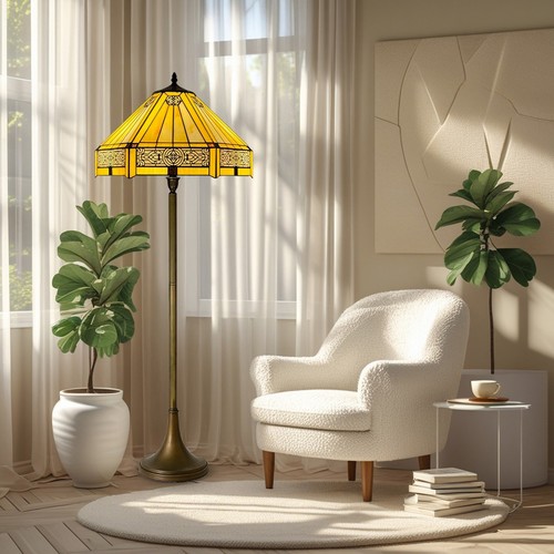 Tiffany style hexagon stained - hexagon,