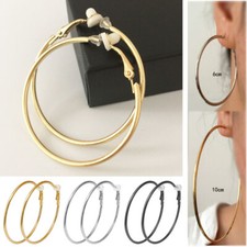 1 Pair of Clip-On / Non-Pierced Hoop Earrings small BiG LARGE Hoops 25-100 mm