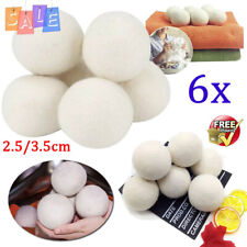 6X Reusable Wool Tumble Dryer Balls Home Natural Laundry Clean Ball 2.5/3.5cm
