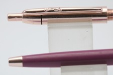 Vintage BIRO DeLuxe Purple Ballpoint Pen, Rose Gold Trim (New Working Refill)