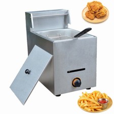 Commercial Fryer Stainless Steel Catering Frying Tool Gas LPG Single Tank 2800Pa
