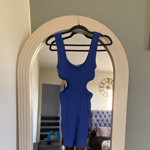 Zara blue ribbed cut out - ribbed, scoop