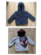 Boys navy lightweight primark puffer jacket coat 2-3 years & spiderman hoodie