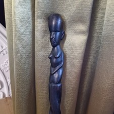 vintage antique ebony craved tribal Walking Stick staff African 