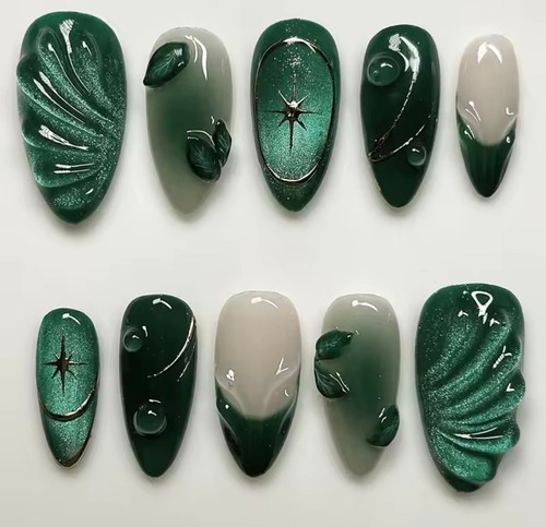 24pcs green almond press - press, on