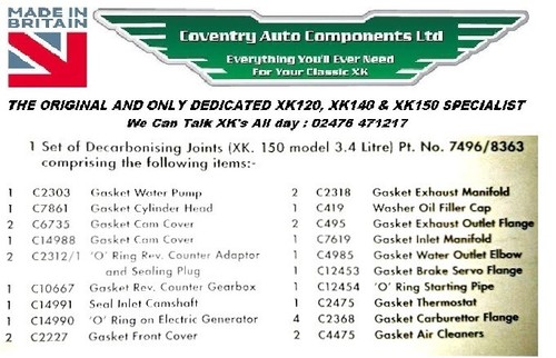 Jaguar xk150 head - xk150's', gasket