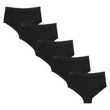 Girls Plain Black Knickers Kids Teens Cotton Everyday Short Briefs Underwear