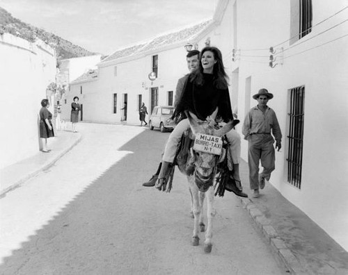 Raquel welch riding donkey - raquel, a