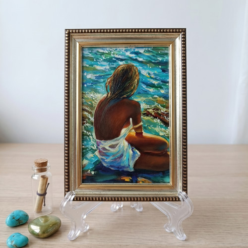 Beach girl original oil - beach,