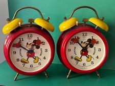 2 X VINTAGE BRADLEY MICKEY MOUSE WALT DISNEY ALARM CLOCK'S MADE GERMANY WORKING