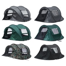 3-4 Man Pop up Camping Tent 2 window 2 door floor Tent Waterproof Hiking Outdoor