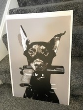 Doberman dog gun poster print