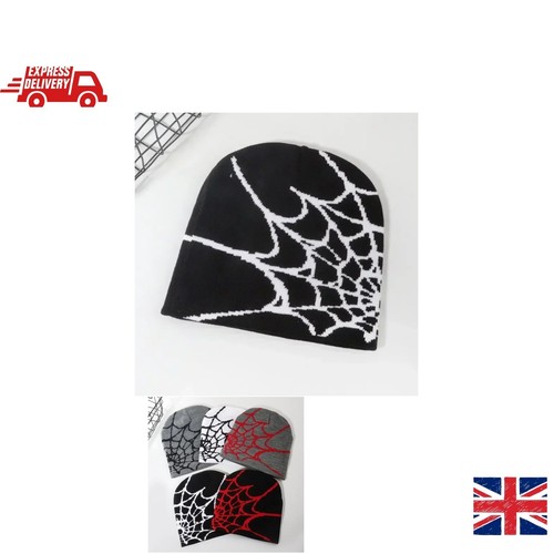 Goth beanie hat spider web - goth,