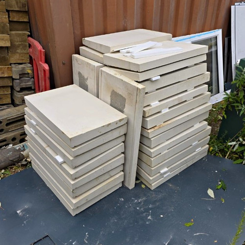 White square stone paver - white,