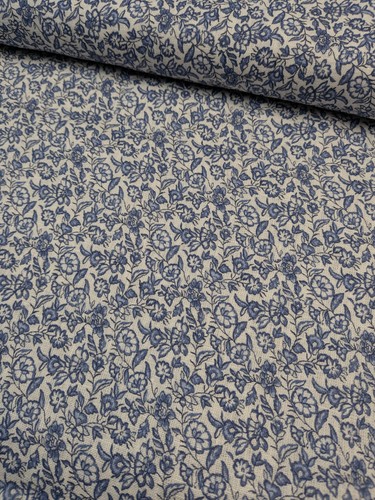 Sky floral 100 linen fabric - 100%,