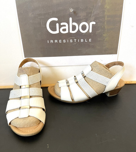 Gabor white leather sandals - white,