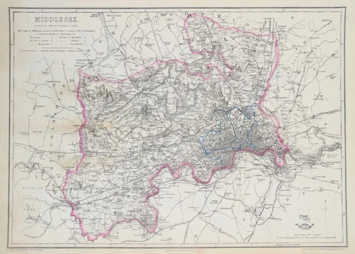 Middlesex antique map davies - antique,