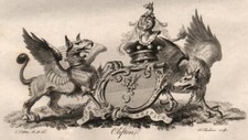 CLIFTON. Coat of Arms. Heraldry 1790 old antique vintage print picture