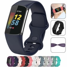 for Fitbit Charge 6 & Charge 5 Soft SILICONE Wrist Strap Replacement Watch Band
