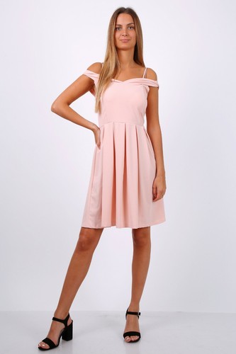 Pink pleated skater - pleated, dress