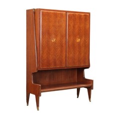 Vintage Rosewood Veneered Inlaid Bar Cabinet Italy 1950s