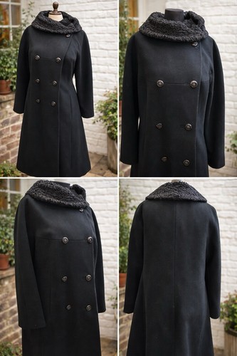 Vintage black coat 1950s size - black,