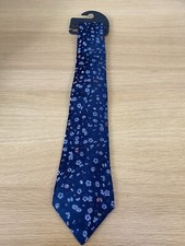 Paul Smith 100% Silk Tie Dark Blue Floral Made in Italy New