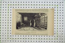 Original Old Antique Print French Women Working Bakers Shelves
