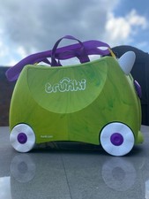 Trunki Green & Purple Dinosaur T-Rex Kids Ride On Case Suitcase & Strap & Key 