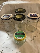 5 Empty Jam Jars Clear