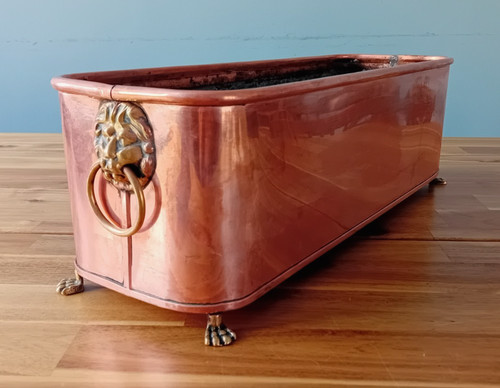 Large antique copper planter - large,