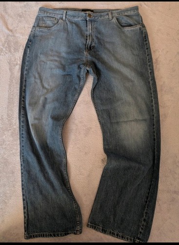 Mens blue washed faded denim